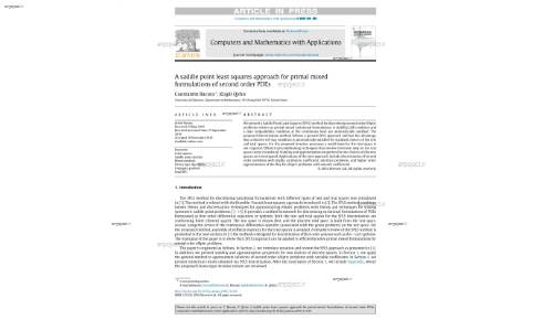A saddle point least squares approach for primal mixed formulations of second order PDEs